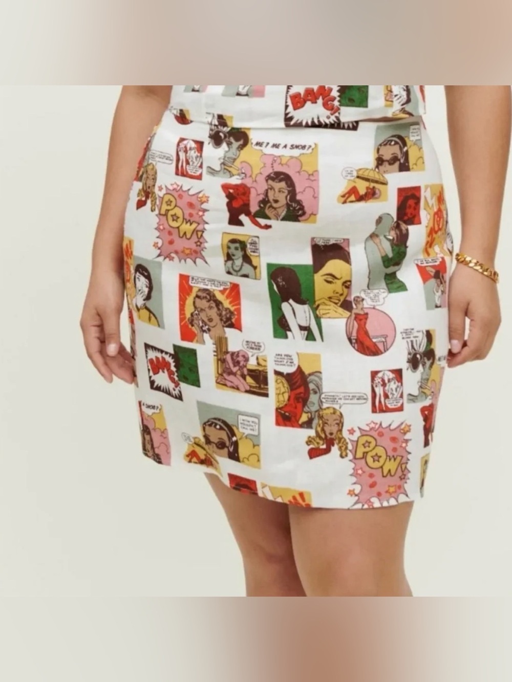 NWT Reformation Veranda Linen Mini Skirt Comic Book 2